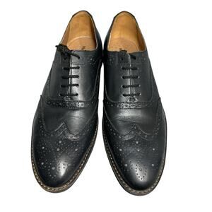 Hush Puppies Moyen Wingtip Dress Shoes Mens Sz 9 Black Leather Upper